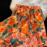 Hawaiian Flower Sets Men Fashion Print Casual Ice Silk Sets Men Loose Short-sleeved Shirt/Shorts Two-piece Mens Short Sets M-5XL voguable