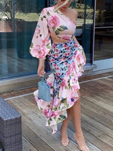 Voguable 2022 Summer New Ladies Fashion Tube Top Single Sleeve + Waist Splicing Skirt Sexy Elegant Ladies Asymmetric Skirt Suit voguable