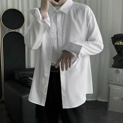 Shirts Men Long Sleeve Solid Simply Teens Handsome Gentle Fashion Clothing All-match Personal Japanese Kpop Streetwear Cozy Ins voguable