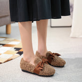 Womens Loafers Shoes Autumn Shallow Mouth Round Toe Casual Female Sneakers Slip-on New Fall Winter Nurse Moccasin Fur TPR Leisur voguable