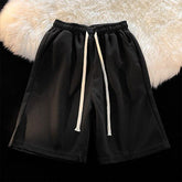 Men Casual Shorts Handsome Pure Color All-match Fashion Korean Style Students Loose Drawstring Simply Pockets voguable