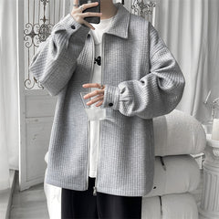 Spring New Men Solid Color Zipper Jackets Streetwear Casual Man Oversized Outerwear Coats Fashion Unisex Loose Clothing voguable