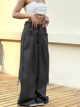 Shirring Casual Wide Leg Pants Women High Waist Street Basic Loose Sweat Trousers Korean Retro Gray Office Lady Pants voguable