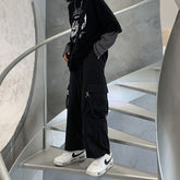 Cargo Pants Men Straps Design Korean Style Autumn Gothic Loose Casual Fashion Streetwear Unisex Pockets Joggers Hip Hop Clothes voguable