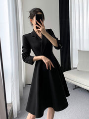 Elegant Bodycon Sexy Women's Dress Women Long Sleeve Split Up A-line Dresses Woman Robe Femme Ladies Vestidos Mujer Black voguable