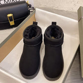 Brand Women's Shoes Australian Boots Flat Heel Round Toe Plush Winter Footwear Fashion Snow Ladies Fur Leather Ankle Low voguable