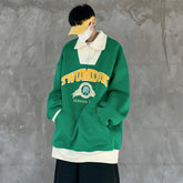 Zipper Turtleneck Men Letter Graphic Hoodies Oversized Spring New Male Sweatshirts Korean Style Streetwear Loose Pullover voguable