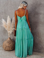 Dots Print Casual Maxi Summer Women's Dress Spaghetti Strap Loose Boho Floral Long Sundress Vestidos voguable