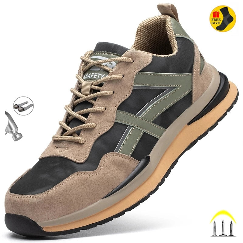 Waterproof Work Safety Shoes Steel Toe Cap Reflective Strip Indestructible Anti-smash Men Sneakers Construction Male Footwear voguable
