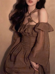 Voguable Backless Midi Dress Women 2022 New Summer High Waist Fashionable Elegant Office Ladies Vestidos Sexy Design Strapless Dresses voguable