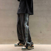 Voguable Jeans Men Loose Spring Side Breasted Korean Trendy Wide Leg Denim Drawstring Oversize Harajuku Aesthetic Stylish Vintage College voguable