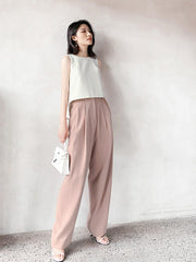 Women White Backless Pleated Irregular Tank Tops New O-collar Sleeveless Personality Fashion Spring Summer voguable