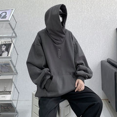New Men Gothic Hoodies Fleece Cowl Design Streetwear Fashion Hip Hop Hooded Pullovers Harajuku Male Sweatshirts voguable