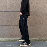 Casual Pants Men Black Button Baggy European Stylish Ulzzang Handsomer Hip Hop Streetwear Teenager Straight Popular Fashion Chic voguable