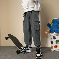 Voguable Men Fashion Hip Hop Cargo Pants Trend Hot Punk Style Mens Clothing Black Grey Harem Pants Multiple Bigger Pockets Decoration voguable