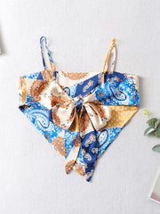Summer Clothes For Women Tops Spaghetti Strap Vintage Patchwork Print Satin Camis Streetwear Open Back Tie Sexy Crop Top voguable