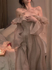 Voguable Backless Midi Dress Women 2022 New Summer High Waist Fashionable Elegant Office Ladies Vestidos Sexy Design Strapless Dresses voguable