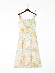 New In Midi Dresses For Women Vintage Floral Print Beach Style Summer Dress Wedding Guest Elegant Party Dresses Sundress voguable