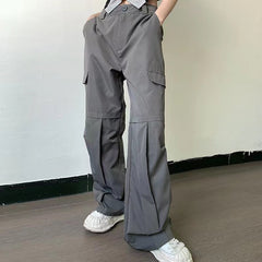 Voguable Solid Color Cargo Baggy Pants Woman High Street Harajuku Retro Women Bottoms Pants Casual Drape Sweatpants 90s Style Clothes voguable