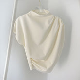 Women Summer Two Piece Set Korean Chic Stand Collar Top + High Waist Pleated Casual Pants Trousers Office Lady 2 Piece Suits voguable