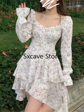 Voguable 2022 Summer Floral Short Party Dress Women Beach V-Neck Y2k Mini Dress Vintage Female Fairy Elegant One Piece Dress Korean Chic voguable