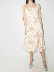 New In Midi Dresses For Women Vintage Floral Print Beach Style Summer Dress Wedding Guest Elegant Party Dresses Sundress voguable