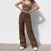 Women High Waist Wide Leg Pants Vintage Corduroy Baggy Trousers Brown Joggers Pants E Girl 90s Aesthetic Girl Sweatpants voguable