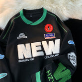 High Street Jacket Unisex Black White Splicing Bomber Jacket Men Women Loose Thicken Parkas Preppy Zipper Racing Coat voguable