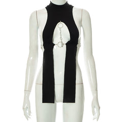 Sexy Halterneck Women's Crop Top Vest Solid color Fringed Knitted Vest Personalized Trend clothes for women Streetwear voguable