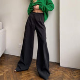 Voguable Women High Waist Pants 2022 Casual Loose Office Lady Trousers Spring Summer New Fashion Solid Wide Leg Floor-Length Pants Female voguable