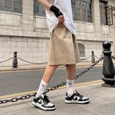 Men Casual Shorts High Street Summer Design Japanese Kpop Stylish Trendy Youth Students Штаны Retro All-match Solid Trousers New voguable