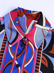 Voguable 2022 Print Button Up Shirt Women Vintage Long Sleeve Top Female Streetwear Collared Shirt Woman Summer Elegant Blouses voguable
