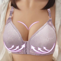 Voguable Sexy Plus Size Push Up Bra Front Closure Solid Color Brassiere Wire Free Bralette Seamless Bras For Women Hot Sale voguable