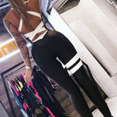 Women Yoga Gym Sportswear One Piece Backless Sexy Tracksuit For Female Workout Slim White Black Fitness Women Jumpsuit With Pad voguable