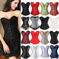 Plus Size Sexy Bustier Corset Top Gothic Lace Up Overbust Corselet Steampunk Body Shapewear Women Slimming Corset Satin Bone 6XL voguable