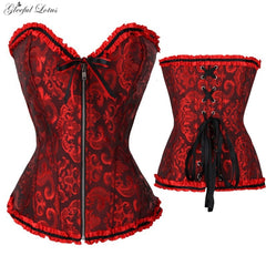 Plus Size Sexy Bustier Corset Top Gothic Lace Up Overbust Corselet Steampunk Body Shapewear Women Slimming Corset Satin Bone 6XL voguable