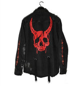 Voguable Harajuku Gothic Demon Hunter Skull denim jacket men Rock punk heavy metal Sweatshirt sudadera suspenders hole streetwear voguable