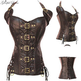 Steampunk Corset Top Women Corset Sexy Bustier Gothic Corselet Overbust Leather Bustier Waist Trainer Plus Size 6xl Steel Boned voguable