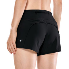 CRZ YOGA Women's Workout Sports Running Shorts Pants With Zip Pocket - 4 inch voguable