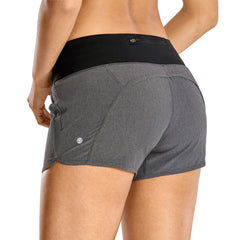 CRZ YOGA Women's Workout Sports Running Shorts Pants With Zip Pocket - 4 inch voguable