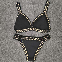 Women Bikini Set Reversible Swimwear Beachwear Sexy Low Waist Handmade Knit Swimsuit Female Bathing Suit Swimming Suit voguable