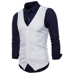 Voguable Casual Cotton Linen Mens Suit Vest Slim Fit Single Breasted Sleeveless Waistcoat Male White Yellow Green Orange Light Blue M-4XL voguable