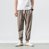 Voguable Dropshipping Men Harajuku Streetwear Harem Pants 2020 Mens Summer Linen Thin Sweatpants Male Black Sweatpants 5XL Joggers voguable