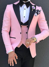 Voguable Men Suits 3 Pieces Slim Fit Business Suits Groom Champagne Noble Grey White Tuxedos for Formal Wedding suit (Blazer+Pants+Vest) voguable