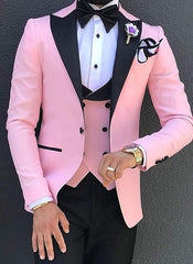 Voguable Men Suits 3 Pieces Slim Fit Business Suits Groom Champagne Noble Grey White Tuxedos for Formal Wedding suit (Blazer+Pants+Vest) voguable