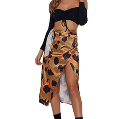 Voguable 2022 Women Skirt Summer Fashion Sexy Print High Waist Irregular Split Bandage Pencil Skirt Daily Casual voguable