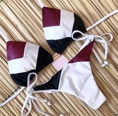 String bikinis 2019 Mujer Brazilian thong bikini set Halter swimwear women Patchwork swimsuit female bathing suit Bandage new voguable