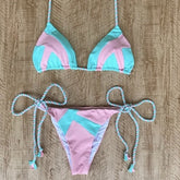String bikinis 2019 Mujer Brazilian thong bikini set Halter swimwear women Patchwork swimsuit female bathing suit Bandage new voguable