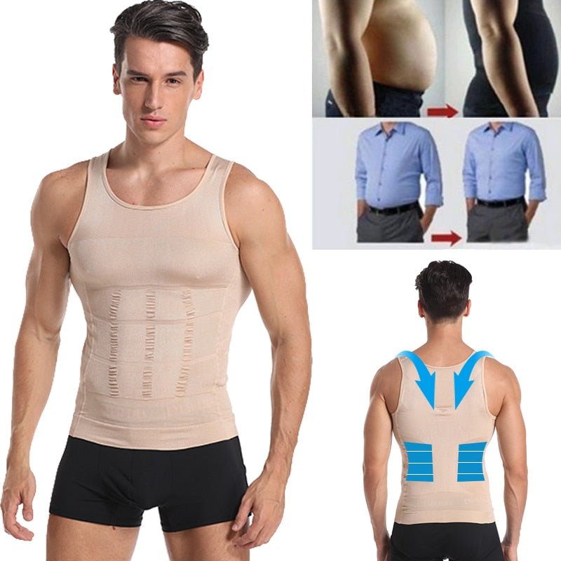 Be-In-Shape Men's Slimming Vest Body Shaper Belly Control Posture Gynecomastia Compression Shirt Underwear Waist Trainer Corset voguable