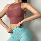 Voguable Women Sports Bra Sexy Mesh Breathable Yoga Top Push Up Female Gym Fitness Sportwear Female Seamless Underwear Running Vest Cloth voguable